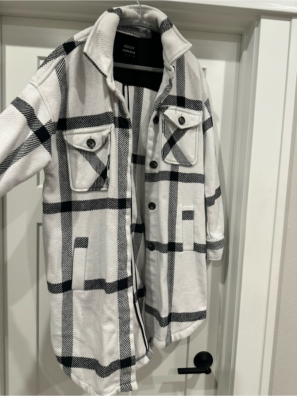 Ashley By 26 International Black and White Plaid Shacket